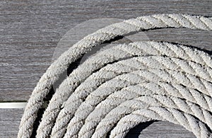 Coiled boat mooring rope