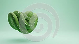 Coiled Green Tree Python Snake Against Light Green Background