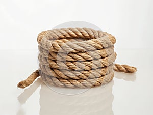 Coiled Jute Rope on White