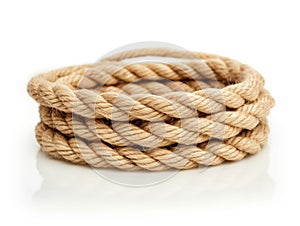 Coiled Jute Rope on White Background
