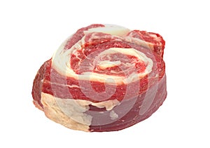 Coiled raw beef