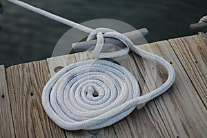 Coiled Rope and Dock Cleat