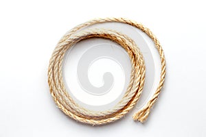 Coiled rope on a white background close up