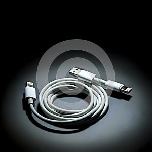 AI Generated Image: Coiled White USB Charging Cable