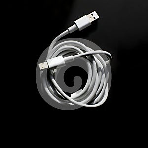 AI Generated Image Coiled White USBC Cable with USBA End