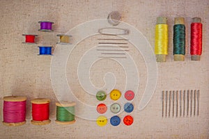 Coils with threads of different colors.