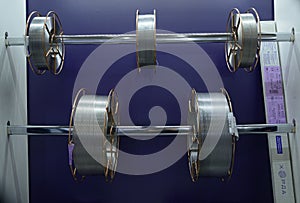 Coils wire for semi automatic welding machine placed on counter