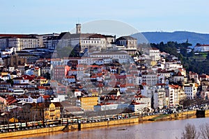 Coimbra city university and Mondego river view