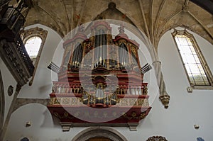 Baroque pipe organ of the 18th century inside the Monastery of S