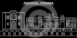 Coimbra silhouette skyline. Portugal - Coimbra vector city, portuguese linear architecture, buildings. Coimbra travel