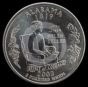 Coin 25 US cents. States and territories. Alabama