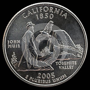 Coin 25 US cents. States and territories. California