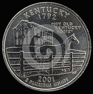 Coin 25 US cents. States and territories. Kentucky