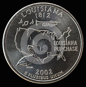 Coin 25 US cents. States and territories. Louisiana
