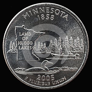 Coin 25 US cents. States and territories. Minnesota