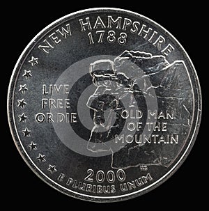 Coin 25 US cents. States and territories. New hampshire