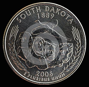 Coin 25 US cents. States and territories. South Dakota