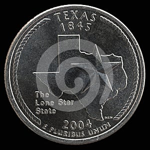 Coin 25 US cents. States and territories. Texas