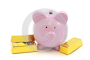 Coin Bank and Gold Bars