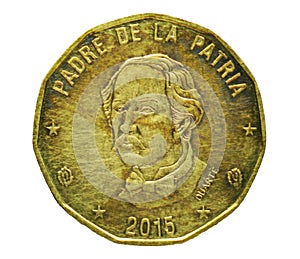 1 Peso coin, Bank of Dominicana. Reverse photo