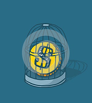Coin caged or money locked in bird cage