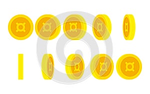 Coin with currency symbol animation sprite sheet