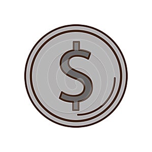 Coin dollar isolated icon