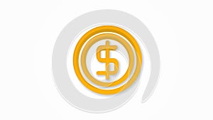 coin dollar, money, finance, currency realistic icon. 3d line vector illustration. Top view