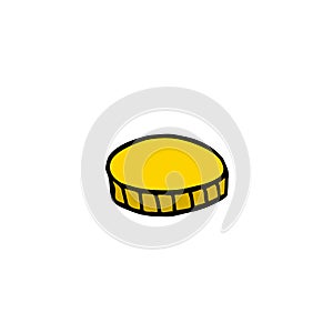 Coin doodle icon, vector illustration
