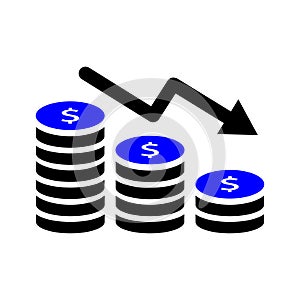 Coin down Icon,loss icon