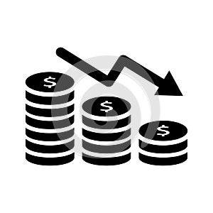 Coin down Icon,loss icon