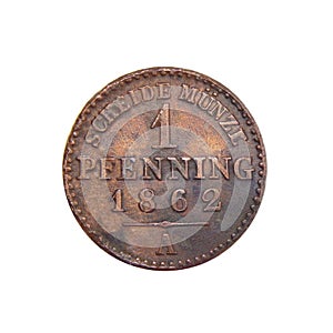 Coin of Germany Prussia 1 Pfennig 1862