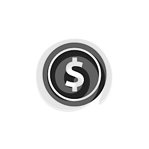 Coin Glyph Vector Icon, Symbol or Logo.