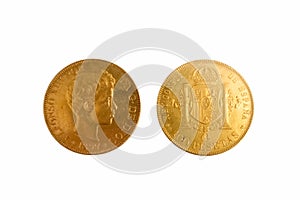coin, gold, metal, means of payment, finance, round, spain, vint