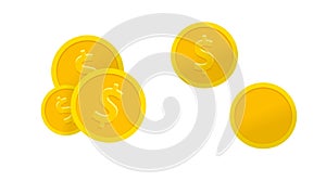 Coin golden template icon vector or award gold medal blank empty set and currency dollar flat cartoon illustration cutout clipart