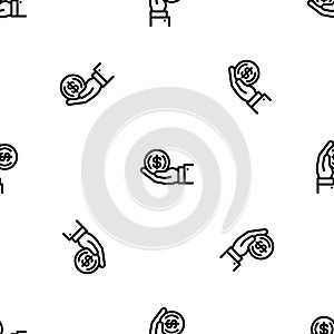 Coin in hand pattern seamless vector