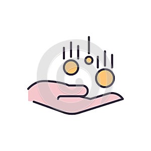 Coin in Hand related vector icon