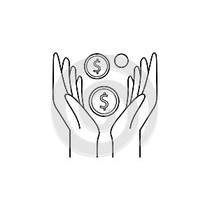 coin hands icon. Element of banking icon for mobile concept and web apps. Thin line icon for website design and development, app