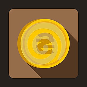 Coin hryvnia icon, flat style