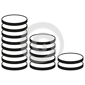 Coin icon. Columns of coins. Commercial icon for websites. Vector illustration. Eps 10.