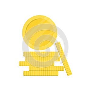 Coin icon in flat style. Money stack vector illustration on white isolated background. Cash currency sign business concept