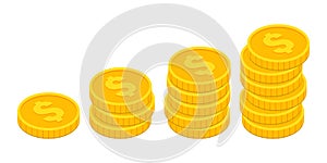 Coin icon in flat style. Money stack vector illustration on white isolated background. Cash currency sign business concept