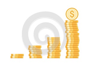 Coin icon in flat style. Money stack vector illustration on white isolated background. Cash currency sign business concept