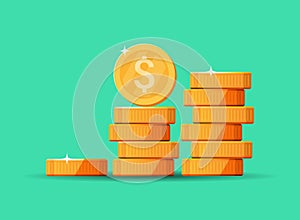 Coin icon in flat style. Money stack vector illustration on white isolated background. Cash currency sign business concept