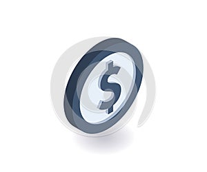 Coin icon. Vector illustration in flat isometric 3D style