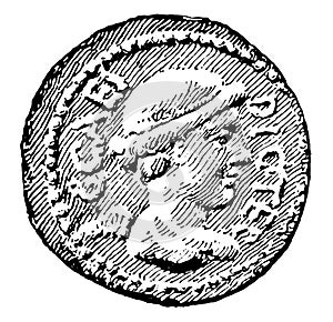 Coin of L. Plancus vintage illustration
