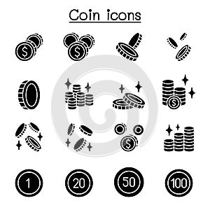 Coin, money icon set vector illustration graphic design