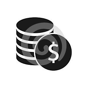 Coin money vector icon finance sign Dollar coin currency stack sign. Bank payment system. for graphic design, logo, web site,