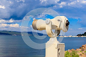 Coin operated binocular viewer for tourists in Nessebar, Bulgaria