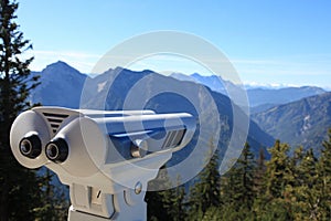 Coin operated binoculars in the European Alps